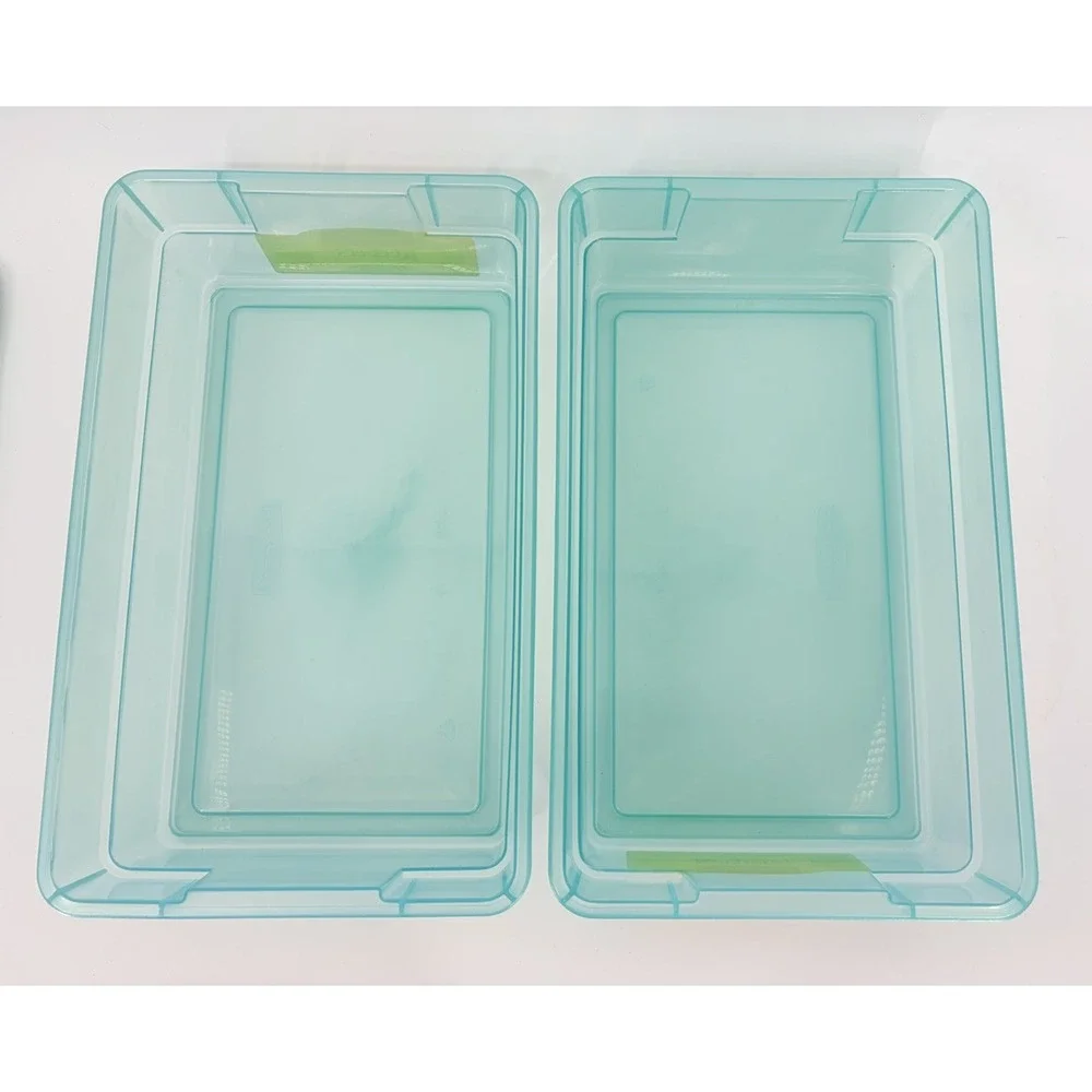 Vintage Pair of Rubbermaid 0286 Storage Boxes Palm Green Container Snap 4.5 Qt